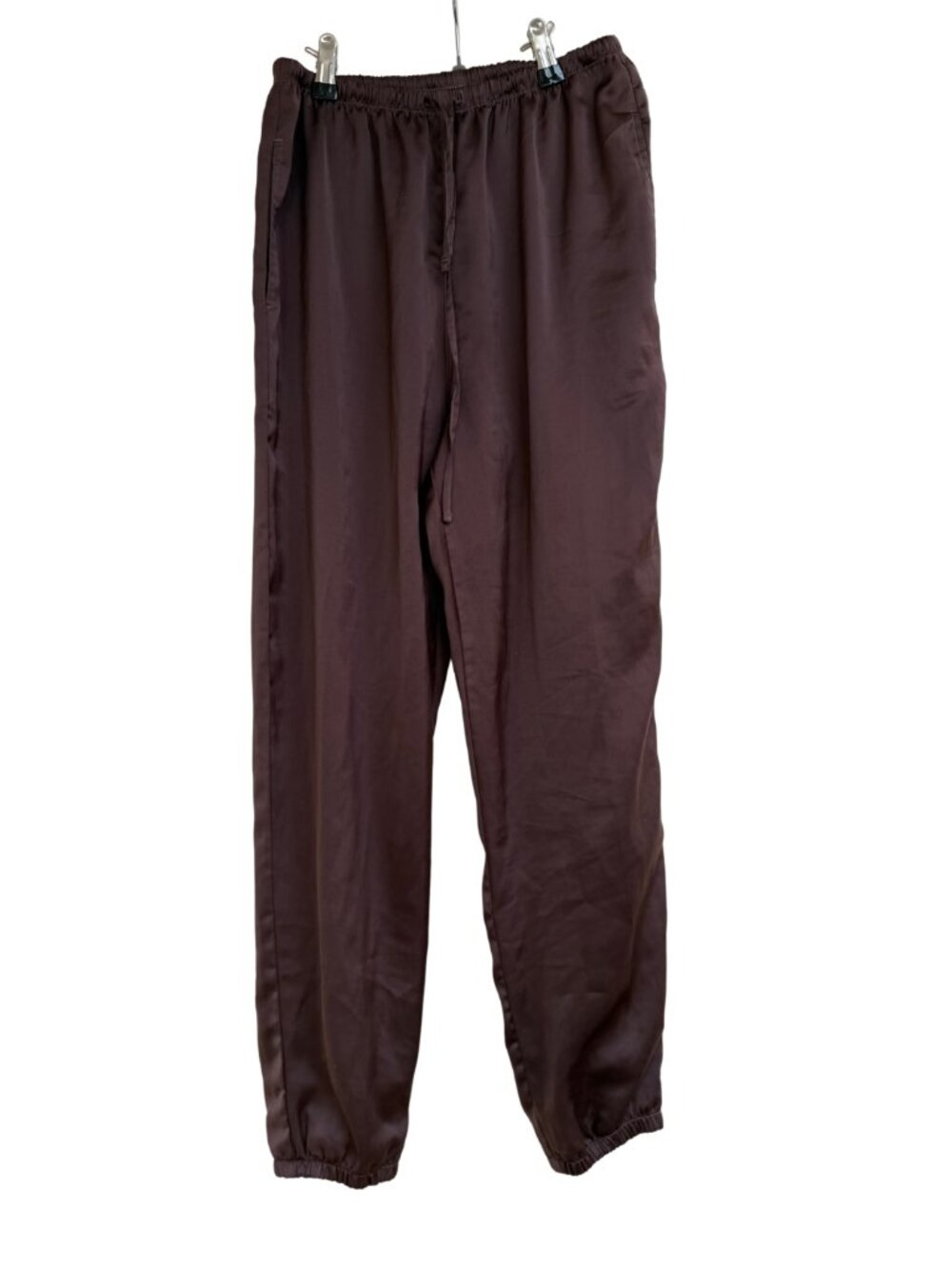 Uniqlo Satin Jogger Pants Mauve Brown Drawstring XS